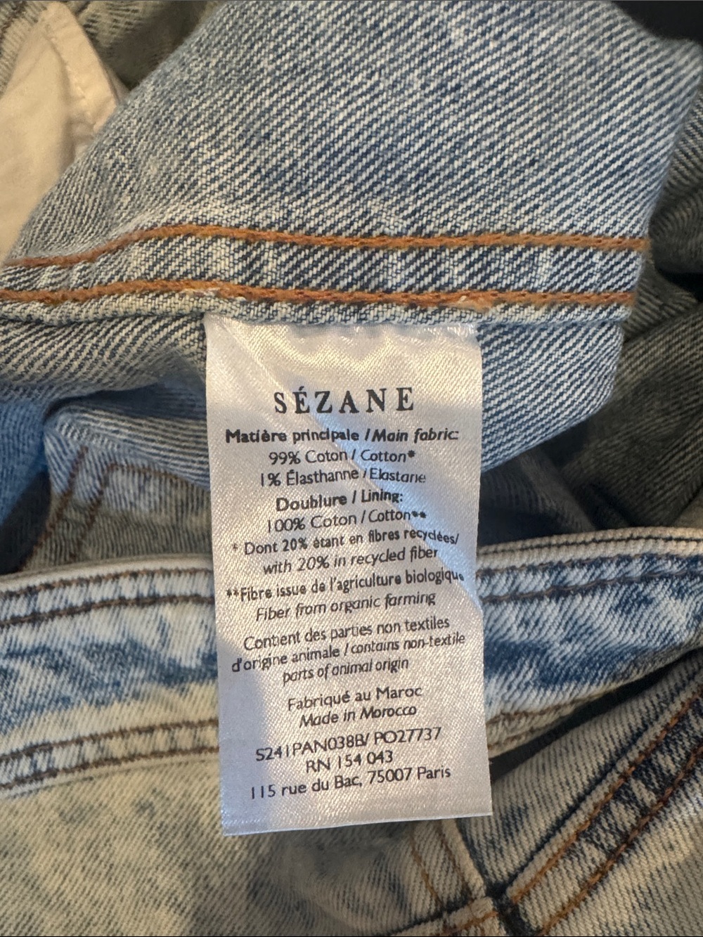 Sezane Le Crop Size 38/6 acid wash EUC - Picture 6 of 10